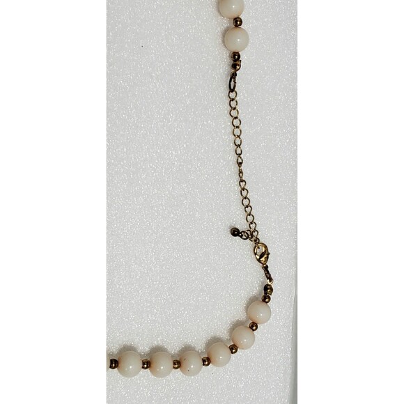 Statement Necklace & Earrings Set – Aqua Blue Teardrop Beads, Cream Floral... - Picture 3 of 13